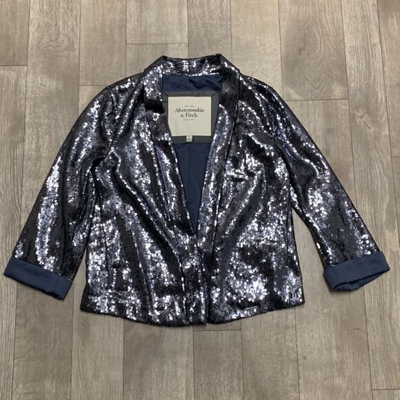 Abercrombie & Fitch Sequin Sparkle Dance Party‎ Open Front Blazer Jacket - Picture 1 of 6
